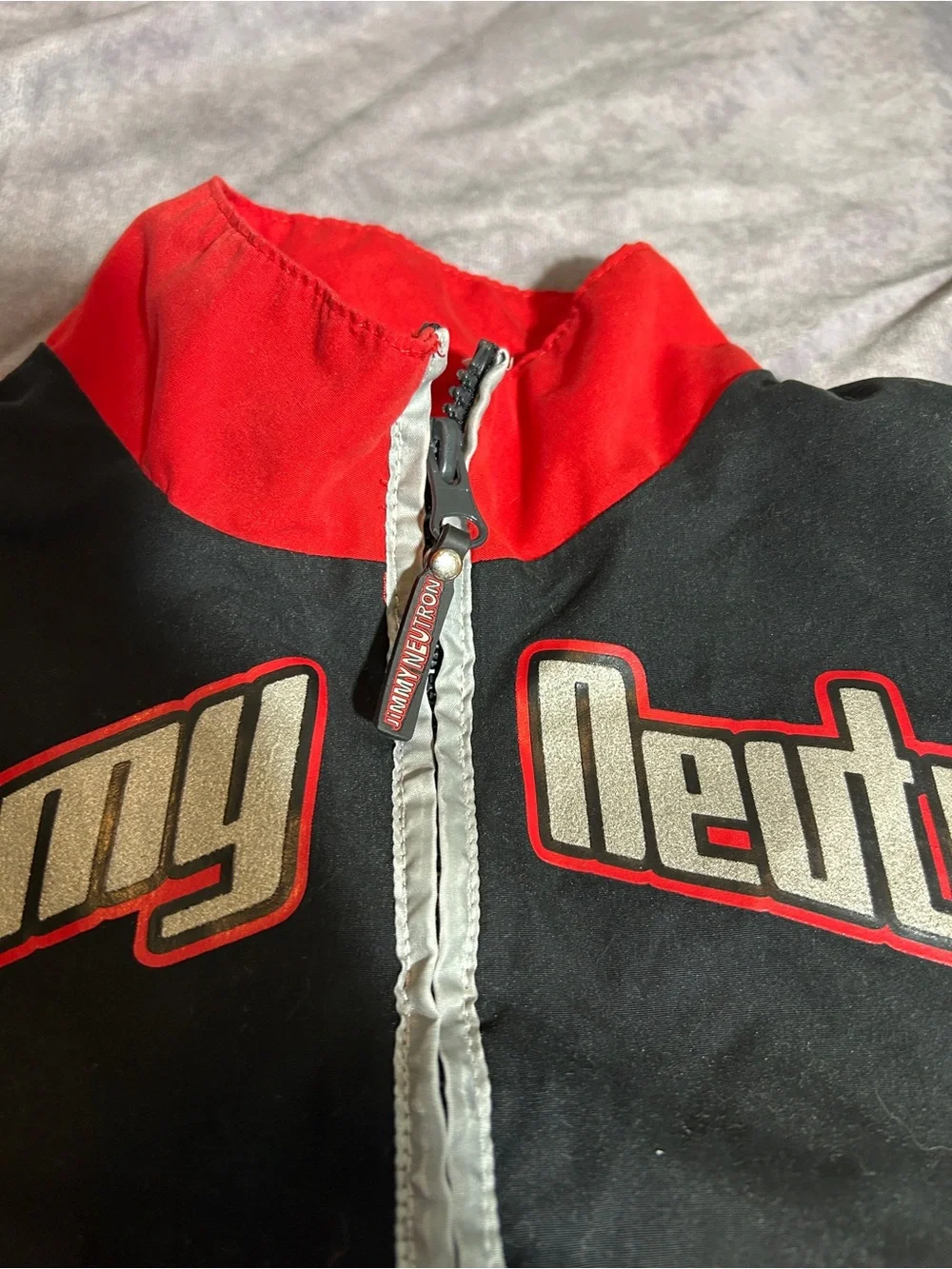 Vintage Jimmy Neutron Red and Black Kids Windbreaker Jacket